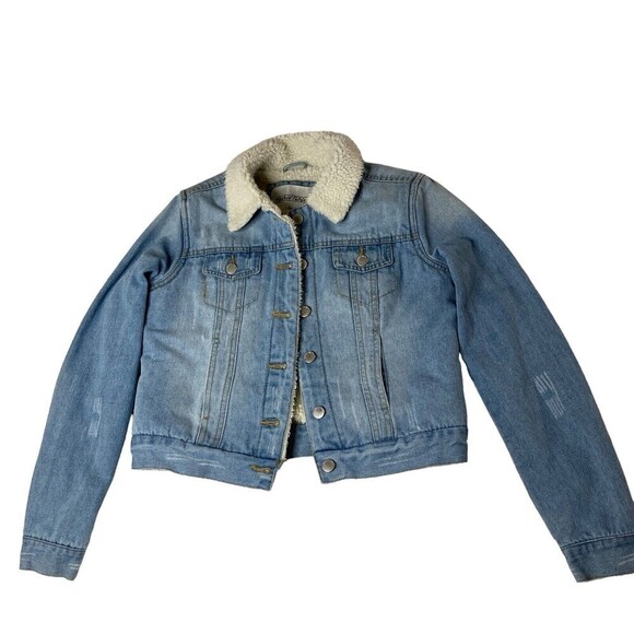 DENIM Jean Jacket Sherpa Lined Reserve Fairfax Girl Jr Size‎ Small - Picture 1 of 12
